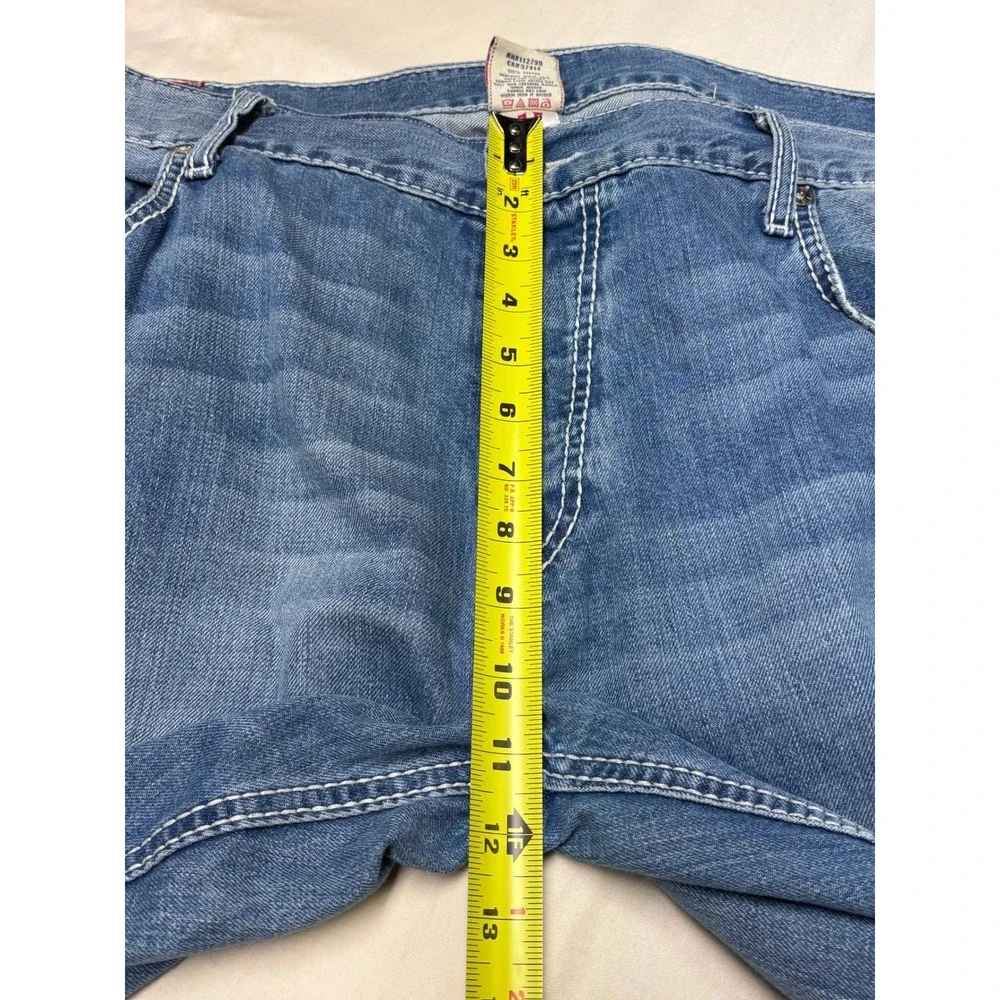 VTG True Religion Rocco Row Mens Distressed Straight Leg Jeans Blue 44x33 USA